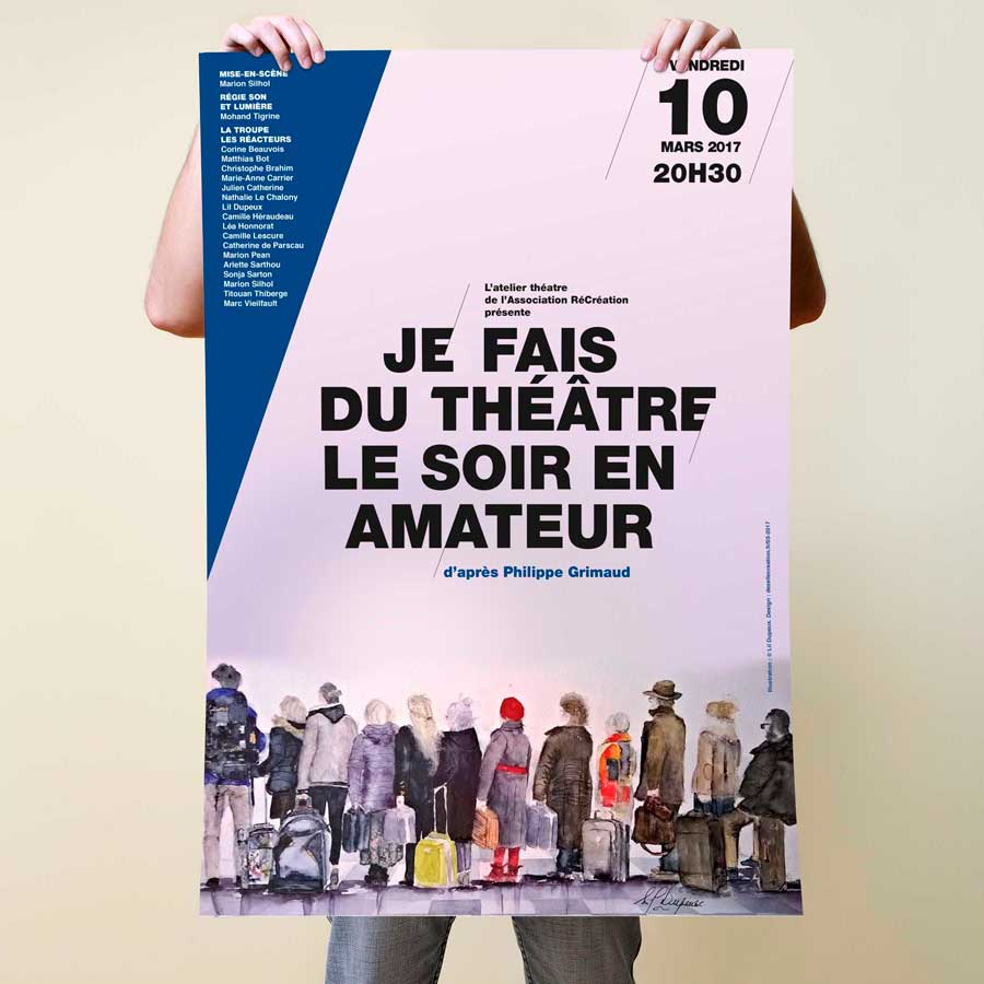 Affiche pièce je fais du théatre le soir en amateur. MeS Marion Silhol